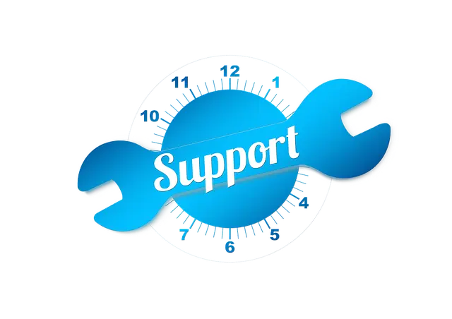 Support logo featuring blue wrenches